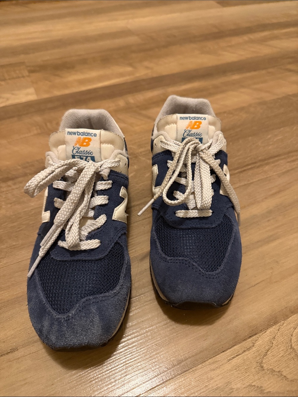 574 New Balance Kids Navy and White Retro Sneakers